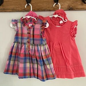 GAP Kids Plaid and Coral Dresses